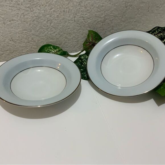 Noritake Bluedale 5533 FRUIT BOWL Set of 2  Light Blue Rim Vintage 1950’s G4 - Picture 2 of 7